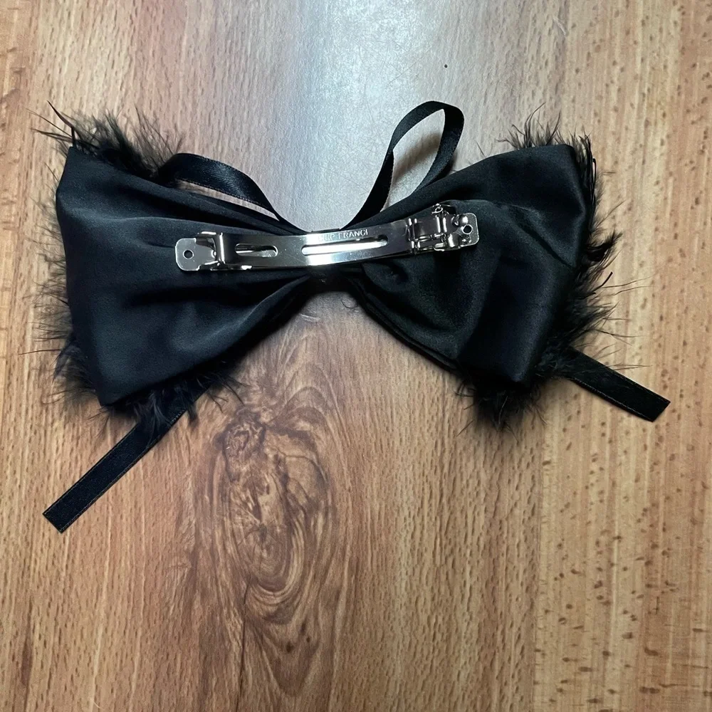 Oversized White Feather Bow French Barrette Hair Clip